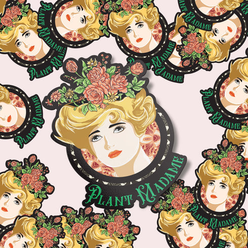 Plant Lady Vinyl Sticker, Plant Lover Gift, Victorian Garden Sticker