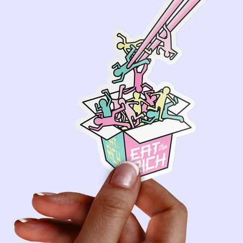 Eat the Rich Vinyl Sticker, Political Anti-Capitalism Premium Laptop Sticker, Japanese Style Cute Pastel Stickers