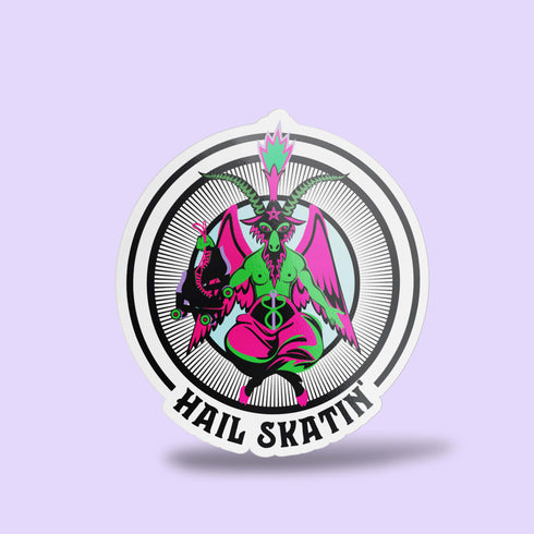 Hail Skatin' Roller Skate Vinyl Sticker, Pentagram Hydroflask Roller Derby Sticker, Roller Skating Accessories and Gifts