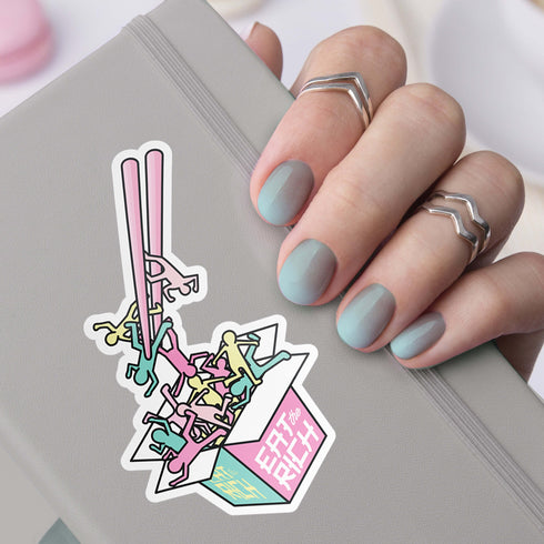Eat the Rich Vinyl Sticker, Political Anti-Capitalism Premium Laptop Sticker, Japanese Style Cute Pastel Stickers