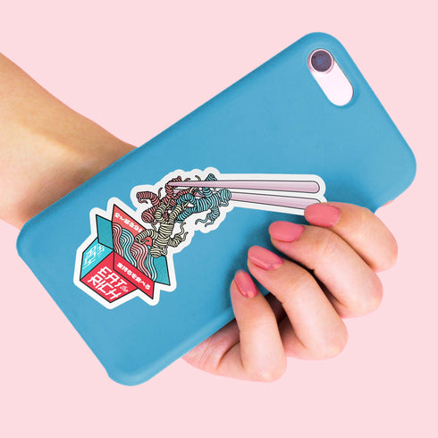 Eat the Rich Ramen Vinyl Sticker, Political Anti-Capitalism Premium Laptop Sticker, Japanese Style Cute Pastel Stickers