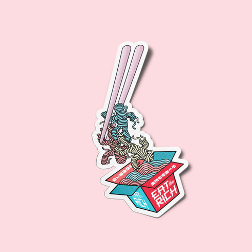 Eat the Rich Ramen Vinyl Sticker, Political Anti-Capitalism Premium Laptop Sticker, Japanese Style Cute Pastel Stickers