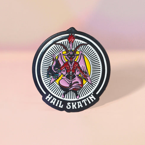 Baphomet Hail Skatin' Roller Skate Pin