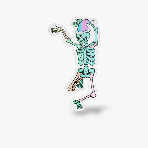 Pastel Skeleton Holiday Holographic Stickers, Pastel Goth Skull Sticker, Christmas Stickers, Punk Stocking Stuffers