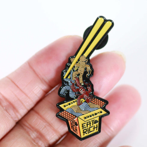 Eat the Rich Enamel Pin, Ramen Noodle Pin, Political Pins, Anti-Capitalist Pin, Japanese Art, Political Gifts