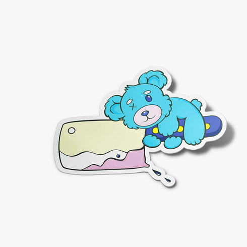 Murderous Teddy Bear Vinyl Sticker, Glitter Holograph Teddy Bear Sticker, Weirdcore Sticker, Pastel Holographic Stickers for Hydroflask