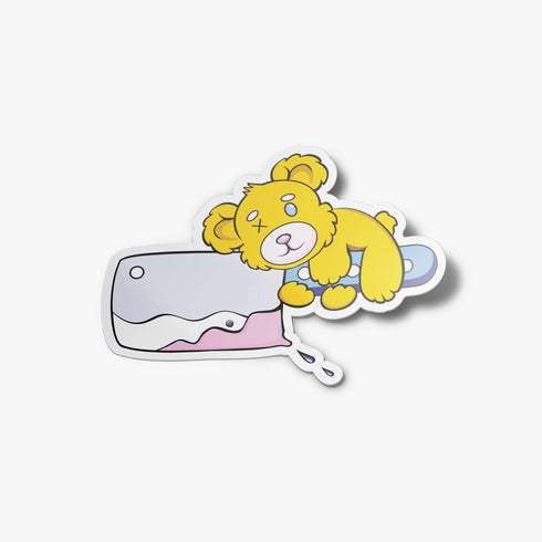 Murderous Teddy Bear Vinyl Sticker, Glitter Holograph Teddy Bear Sticker, Weirdcore Sticker, Pastel Holographic Stickers for Hydroflask