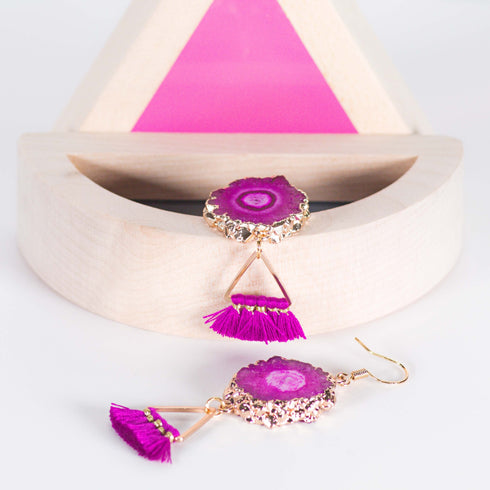 Fuchsia Tassel Earrings