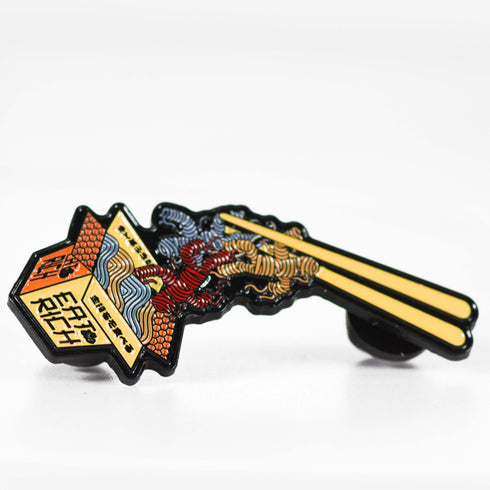 Eat the Rich Enamel Pin, Ramen Noodle Pin, Political Pins, Anti-Capitalist Pin, Japanese Art, Political Gifts
