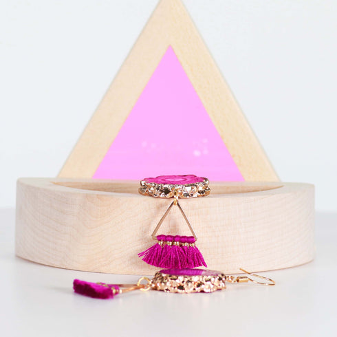 Fuchsia Tassel Earrings