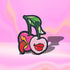 Patch featuring two cherries with expressive lips, one with a tongue sticking out, set against a white background. The design is playful and vibrant, combining bold colors with a fun, cheeky style.