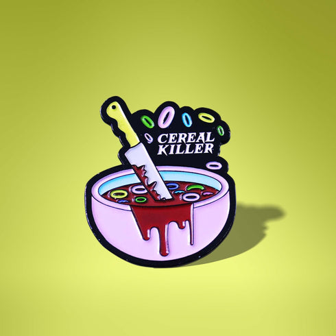 Cereal Killer Enamel Pin for Jackets, Serial Killer Lapel Pin for Bag, True Crime Jewelry, Creepy Cute Pins, Pastel Pins, Cereal Lover