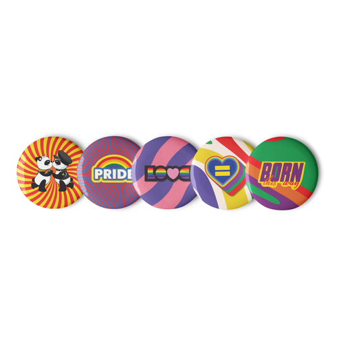 Proudly You LGBTQ Pride Button Pins Set - 5 Pack Pride Pin, Gay Pins, Gay Pride, LGBTQ Pins - Show your True Colors