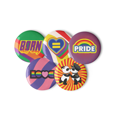 Proudly You LGBTQ Pride Button Pins Set - 5 Pack Pride Pin, Gay Pins, Gay Pride, LGBTQ Pins - Show your True Colors