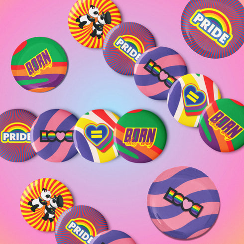 Proudly You LGBTQ Pride Button Pins Set - 5 Pack Pride Pin, Gay Pins, Gay Pride, LGBTQ Pins - Show your True Colors