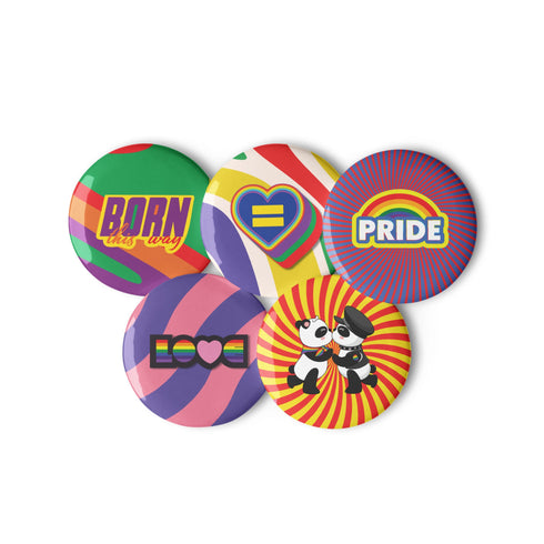 Proudly You LGBTQ Pride Button Pins Set - 5 Pack Pride Pin, Gay Pins, Gay Pride, LGBTQ Pins - Show your True Colors