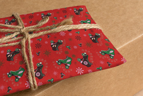 Red Roller Skate Christmas Wrapping Paper