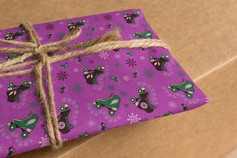 Purple Roller skate Christmas Wrapping Paper