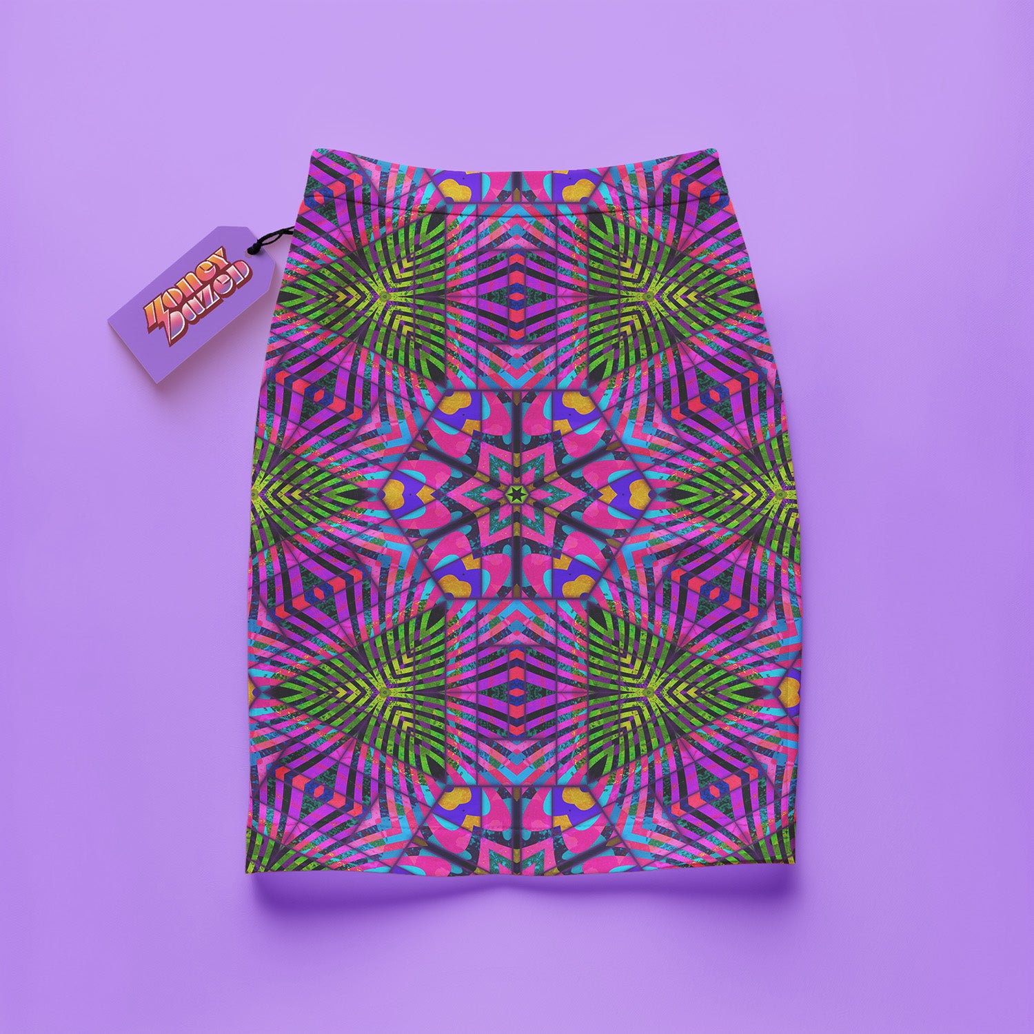 a colorful skirt with a tag on it