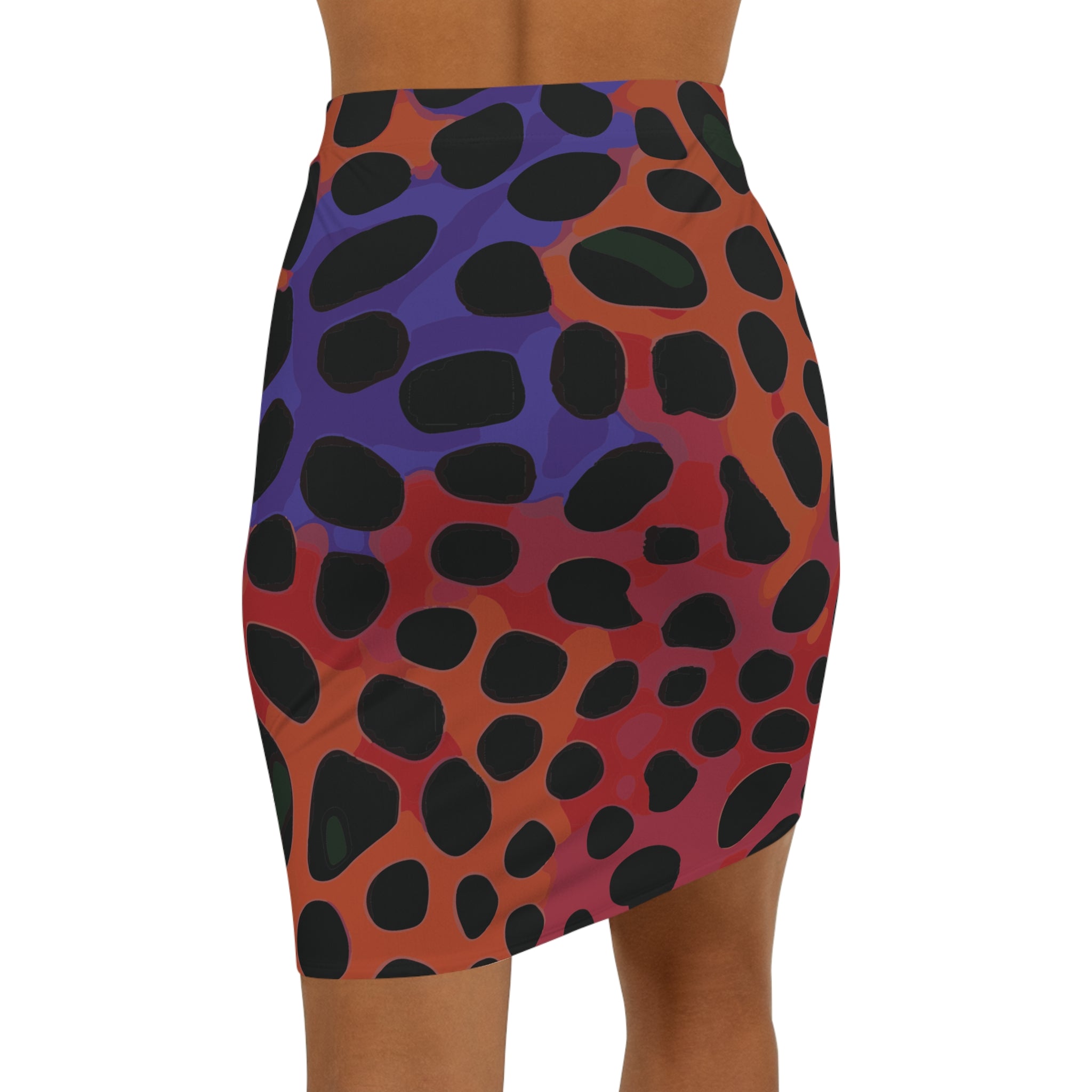 Lava Leopard Fitted Mini Skirt in Red