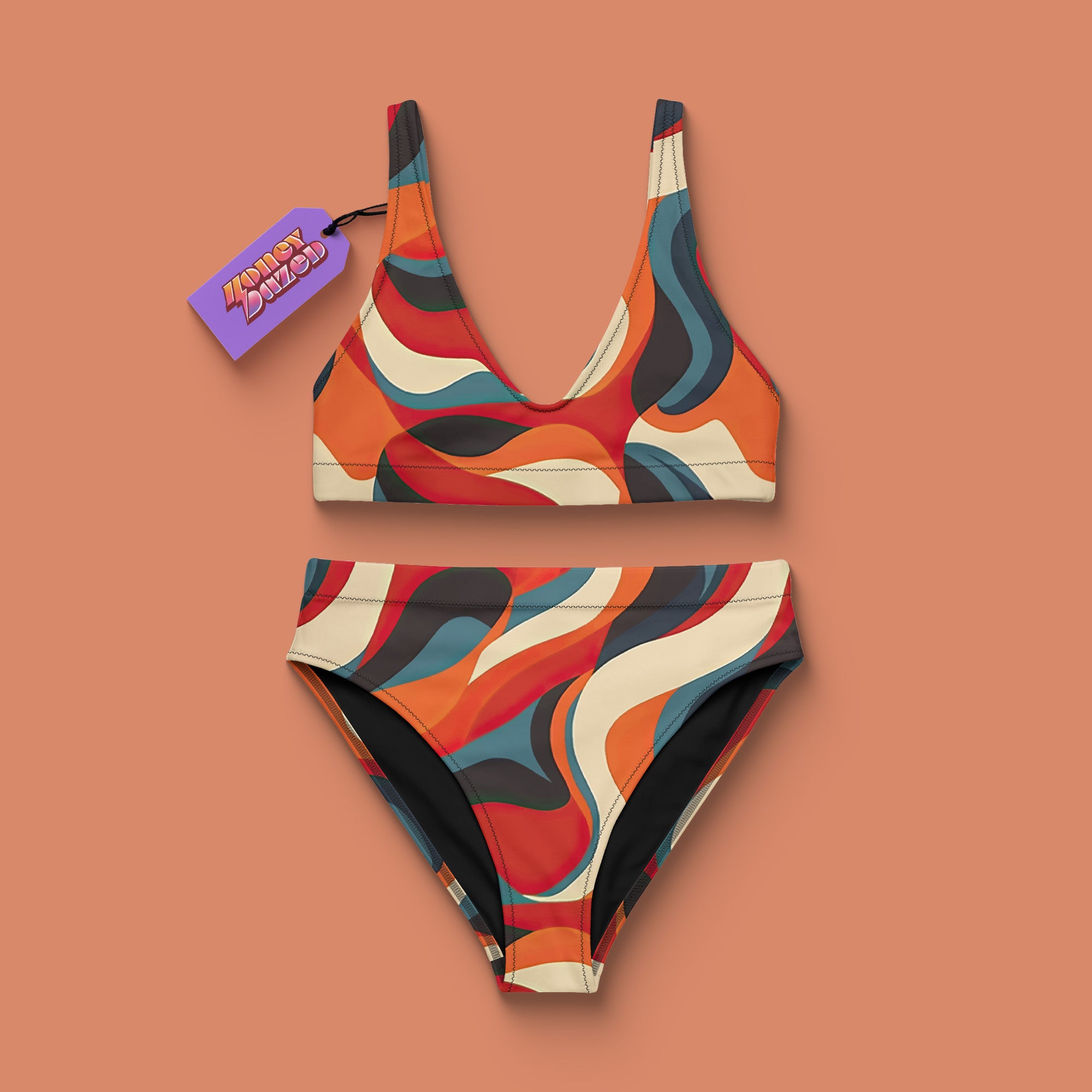 a bathing suit with a tag attached to it