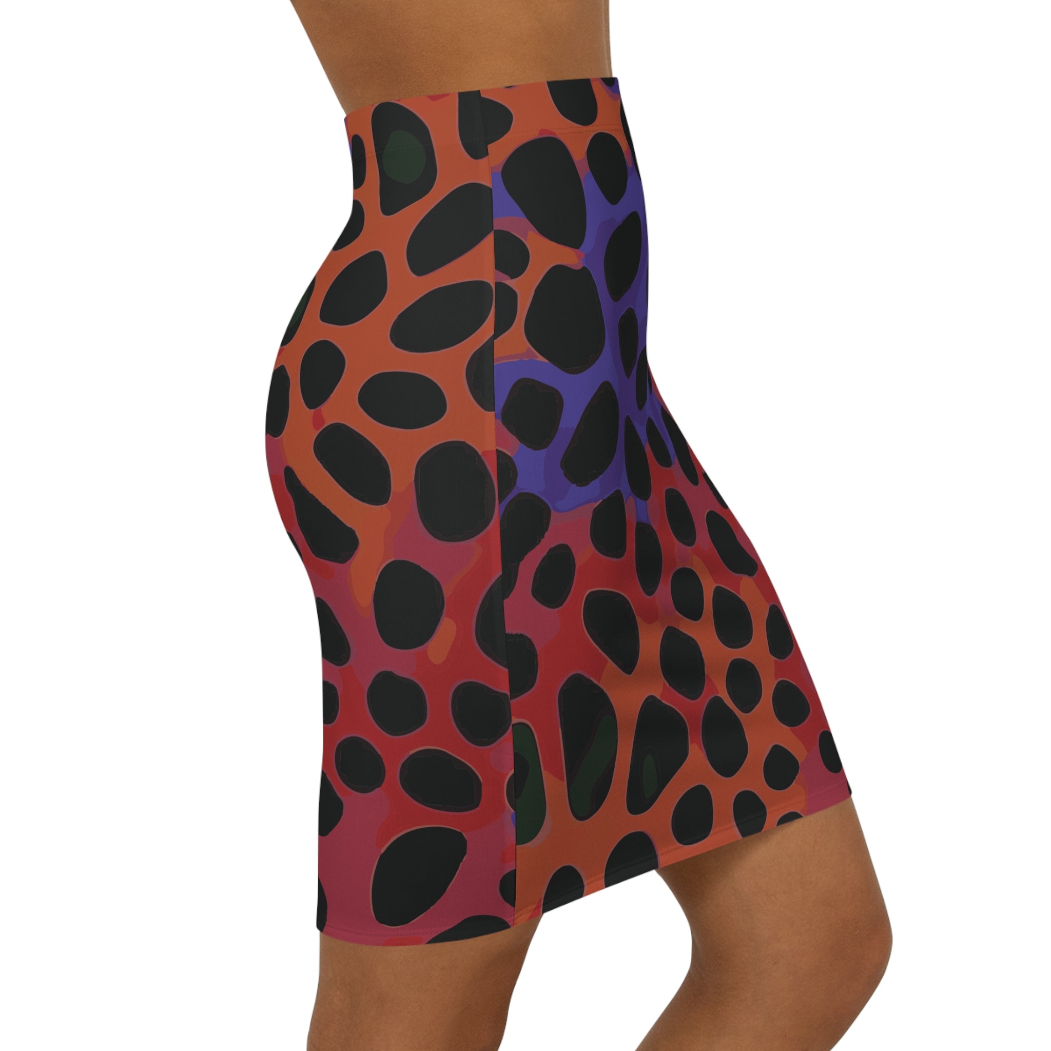 Lava Leopard Fitted Mini Skirt in Red