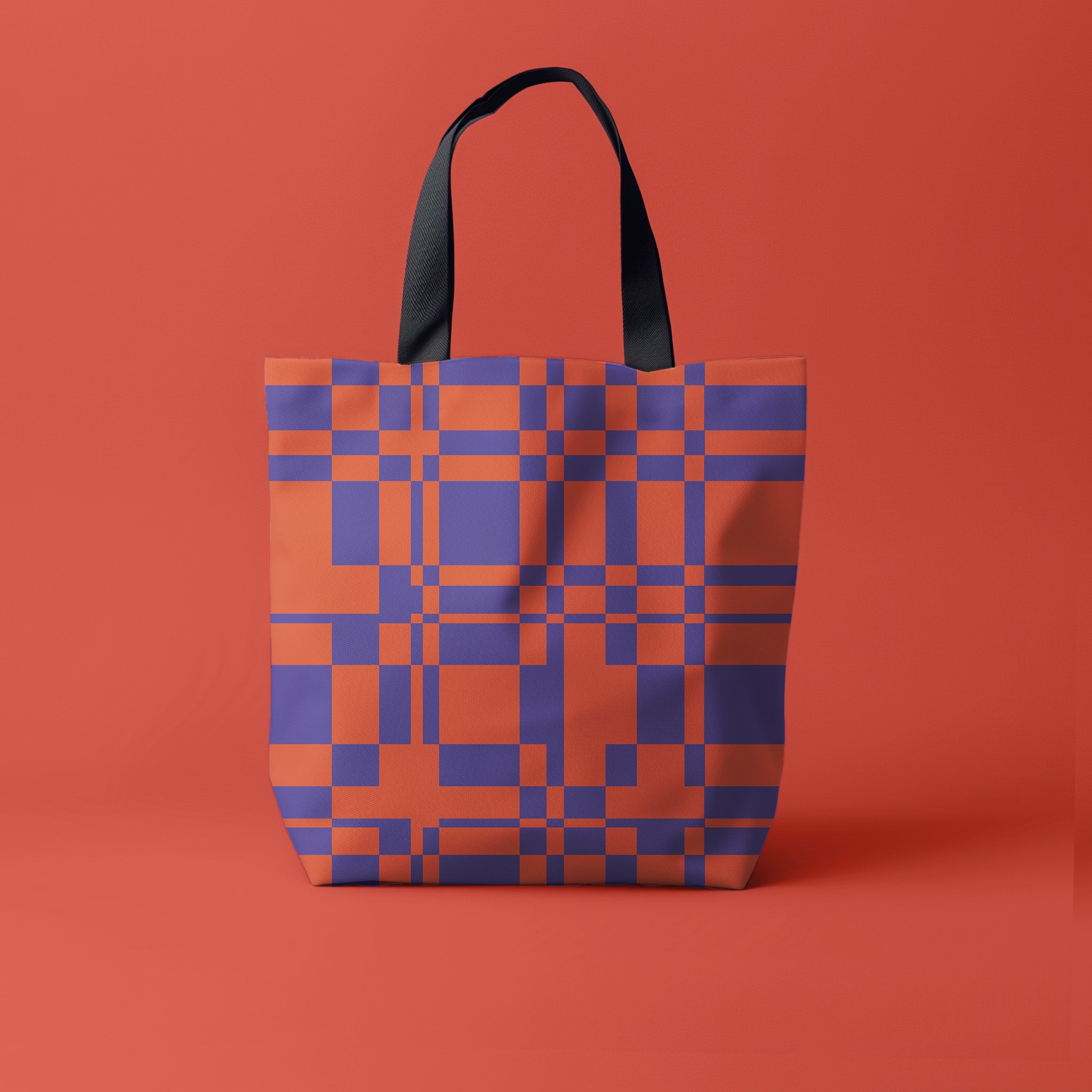 Squared Away Tote in Sunset Orange and Cobalt