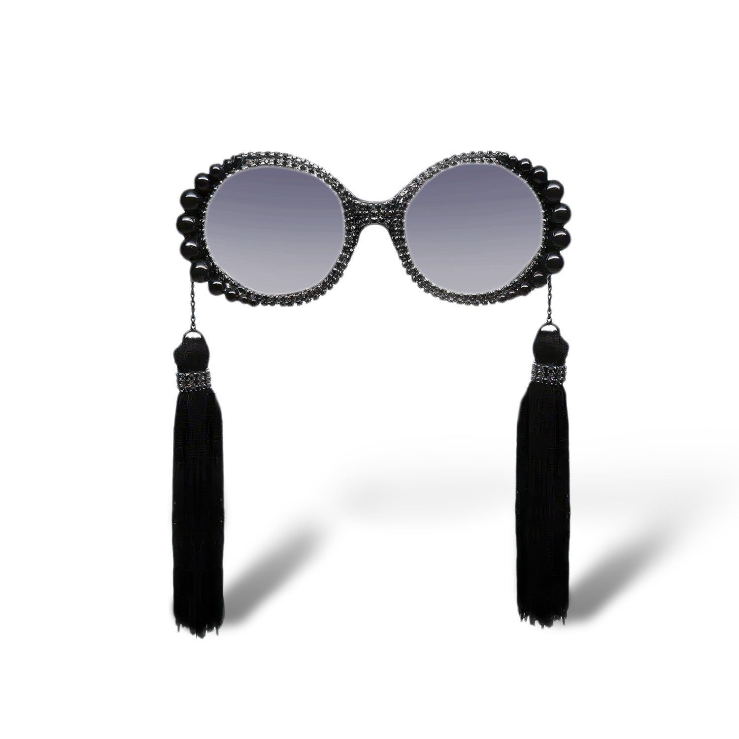 Elton Tassel Oversized Round Sunglasses