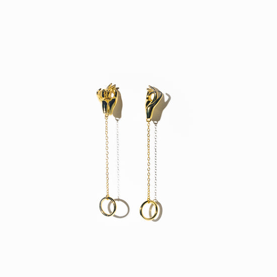 Gathering Hands Circle Drop 14k Gold Earrings