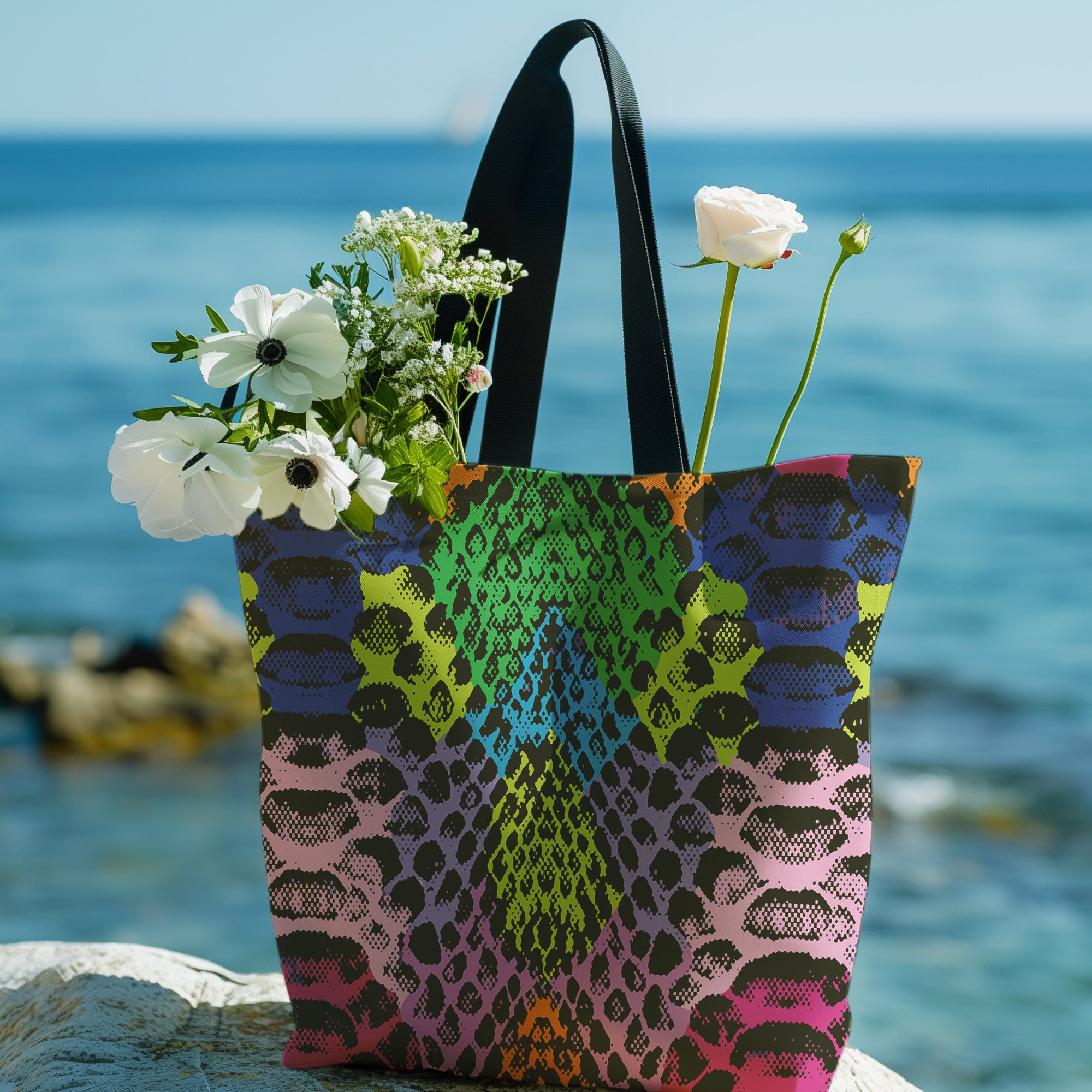 Snakeskin Carry All Tote in Rainbow