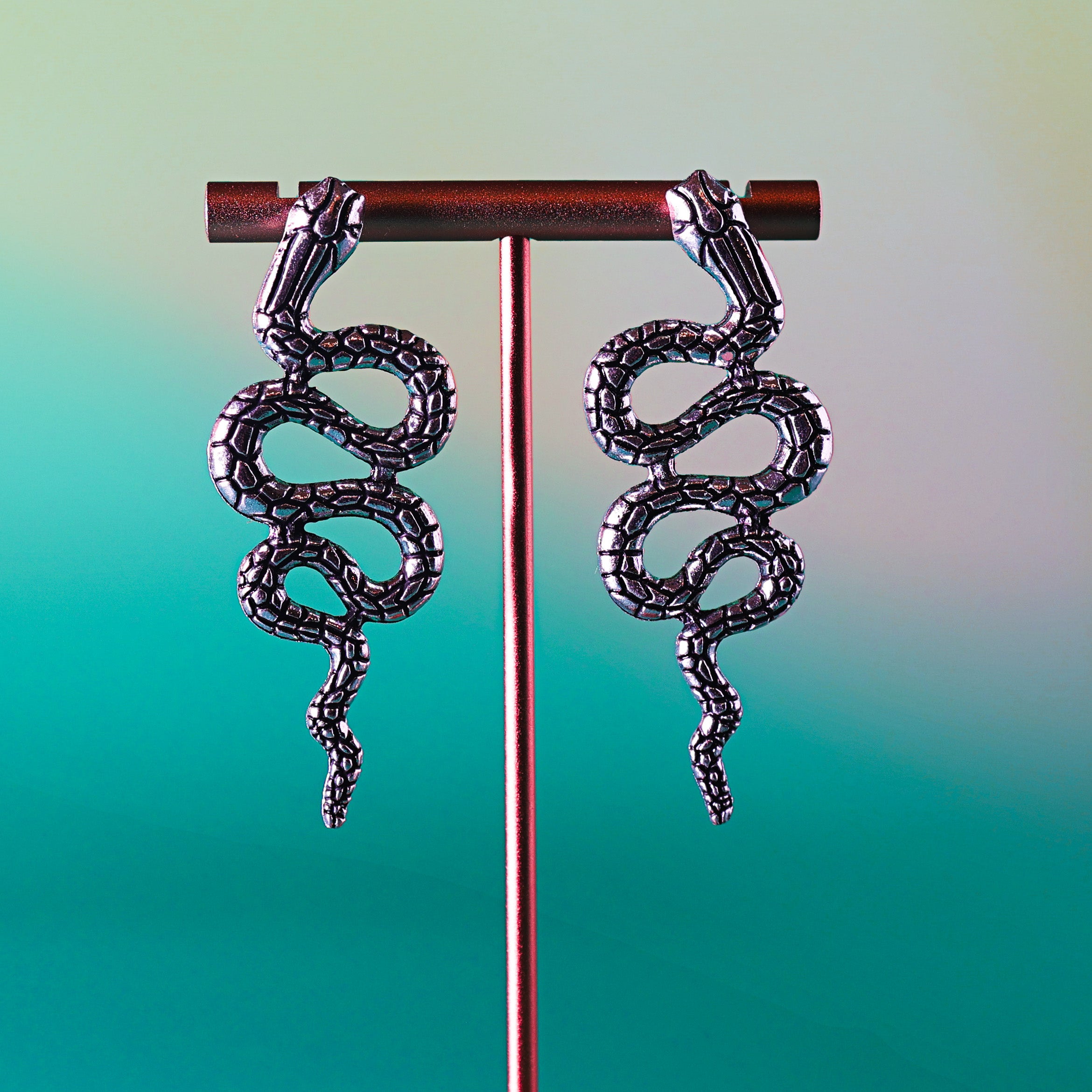 Snakebite Silver Drop Earrings