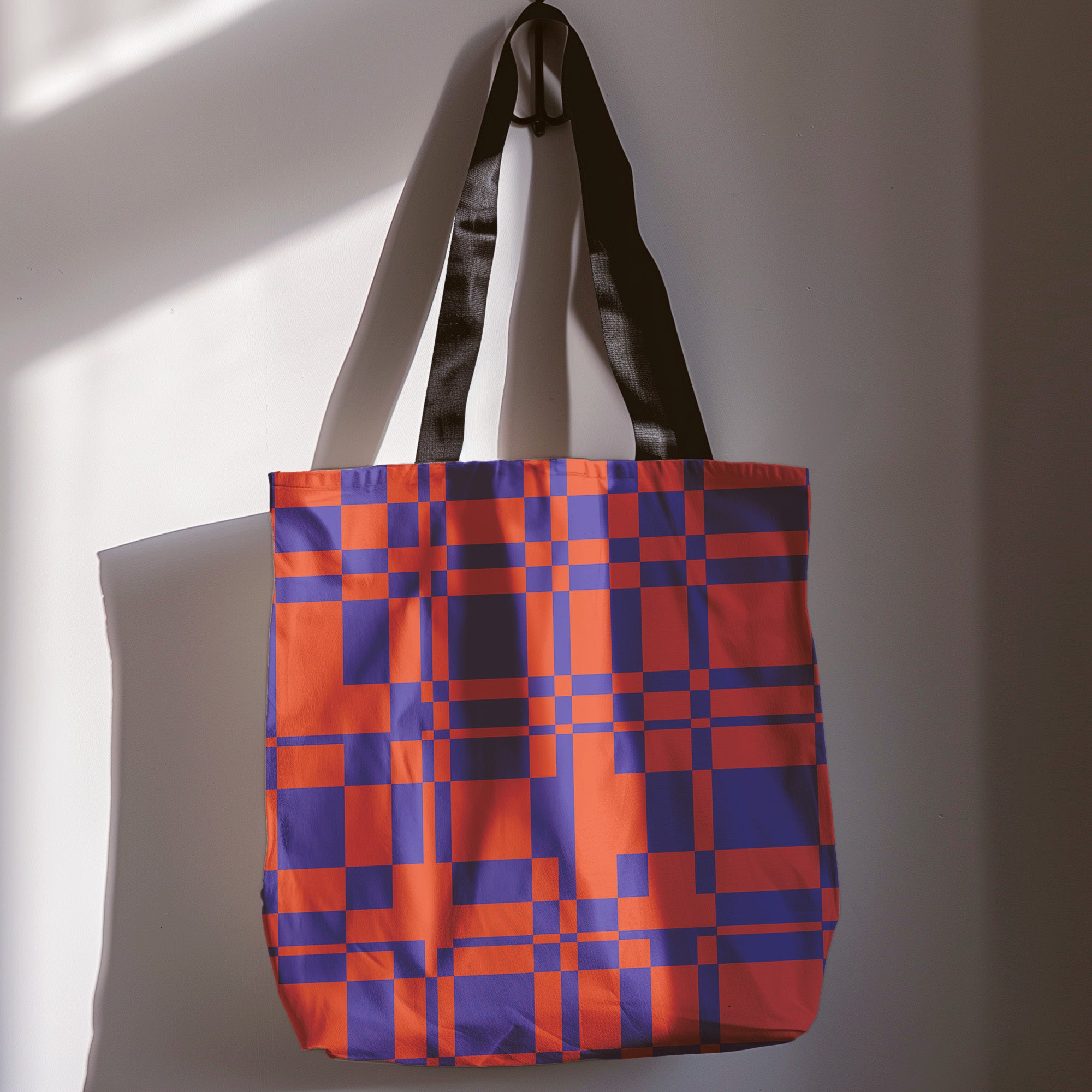 Squared Away Tote in Sunset Orange and Cobalt