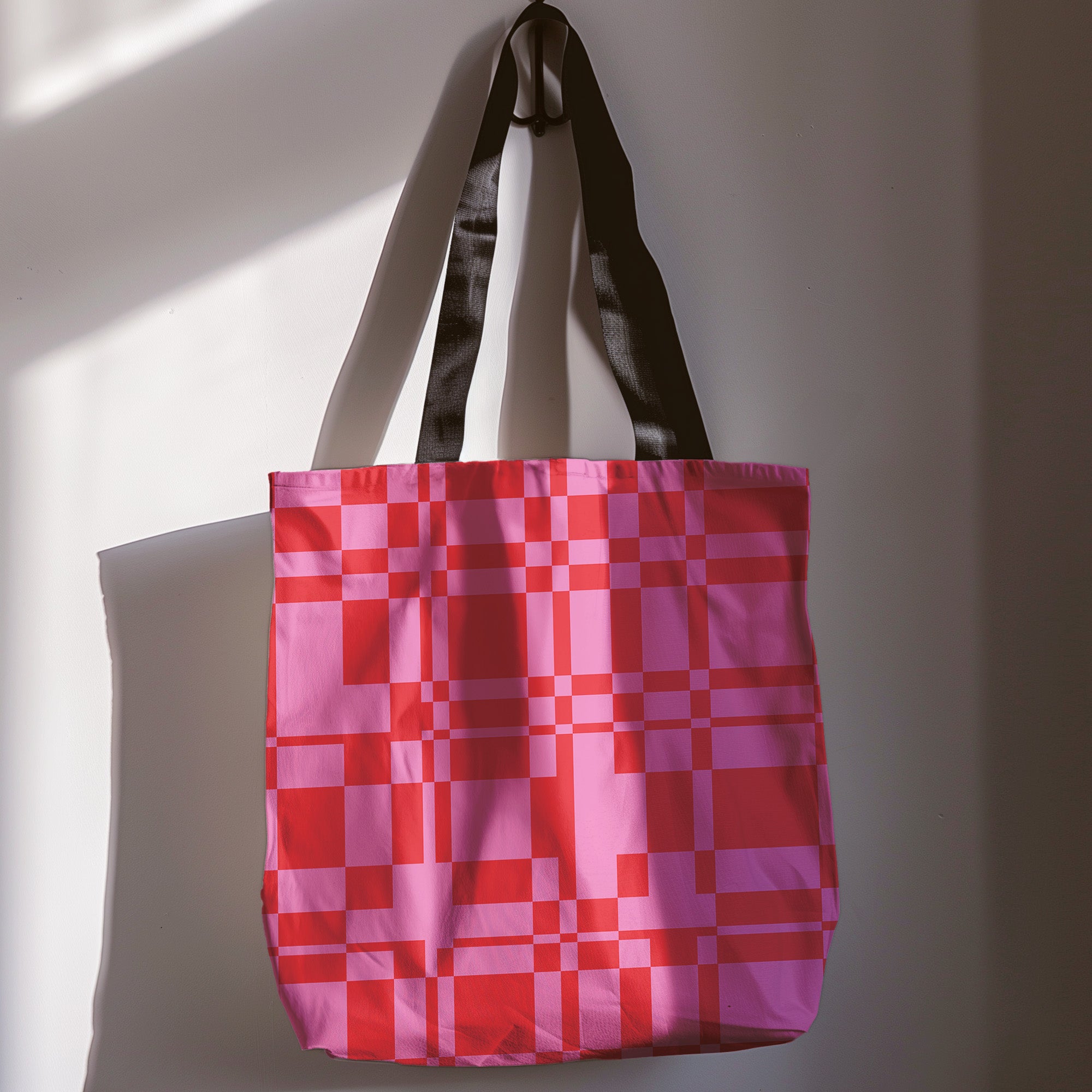 Squared Away Tote in Sunset Candy Red and Pink