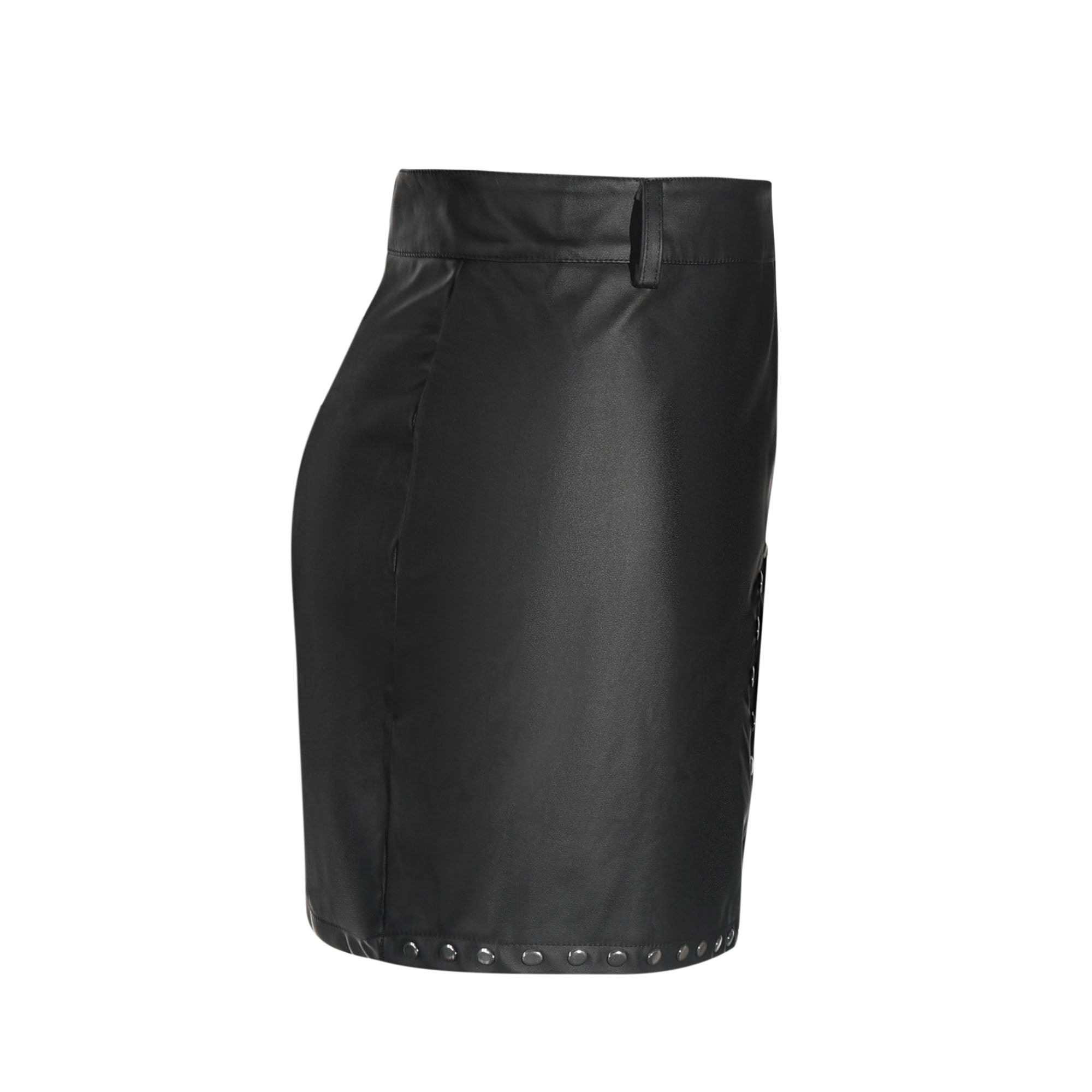 Vegan Leather Studded Mini Skirt