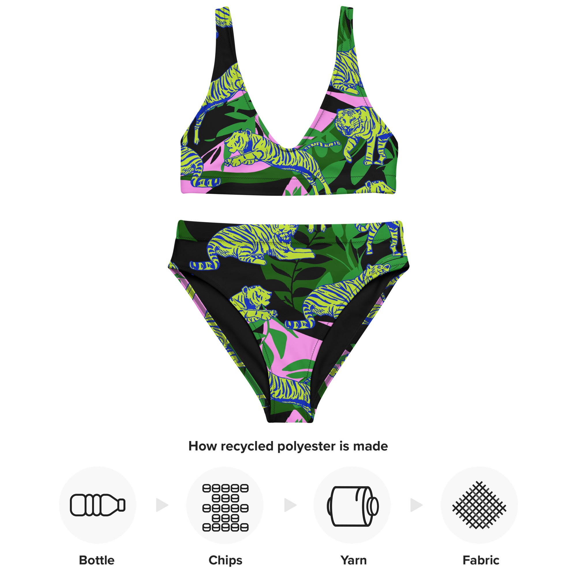 Easy Tiger in Green Sustainable Women's High Waisted Two-Piece Bikini