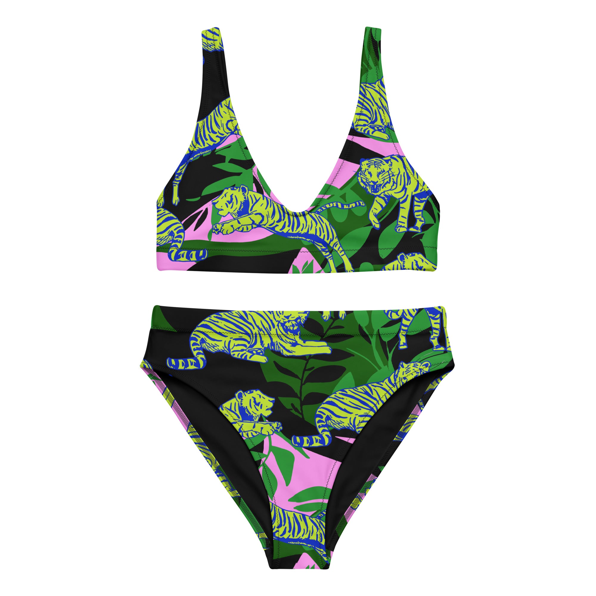 Easy Tiger in Green Sustainable Women's High Waisted Two-Piece Bikini