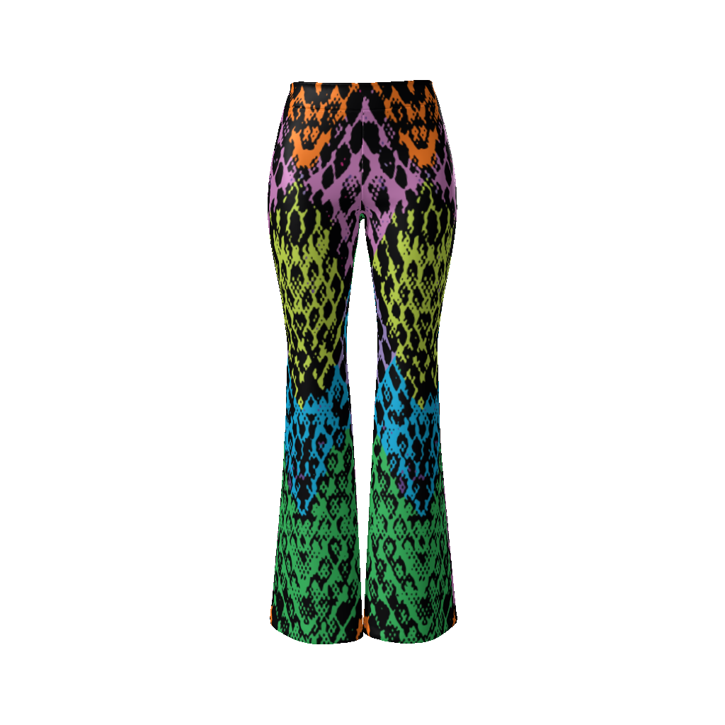 Snakeskin Velvet Flare Pants in Technicolor
