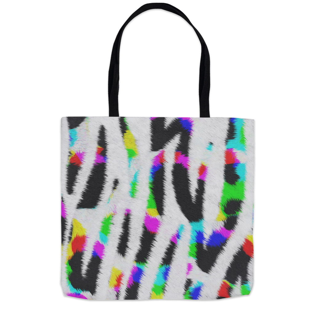 Spotted Zebra Rainbow Tote Bag, Unisex  Animal Print Shoulder Bags, Colorful Large Canvas Tote