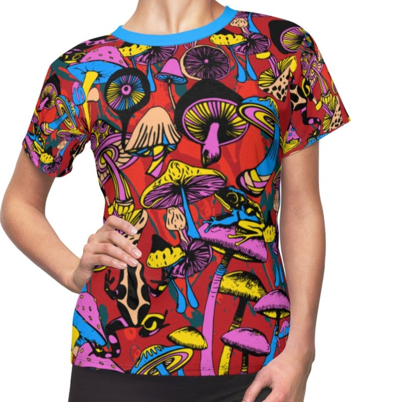 Magic Mushrooms and Frogs Women's Fitted Crewneck Tee