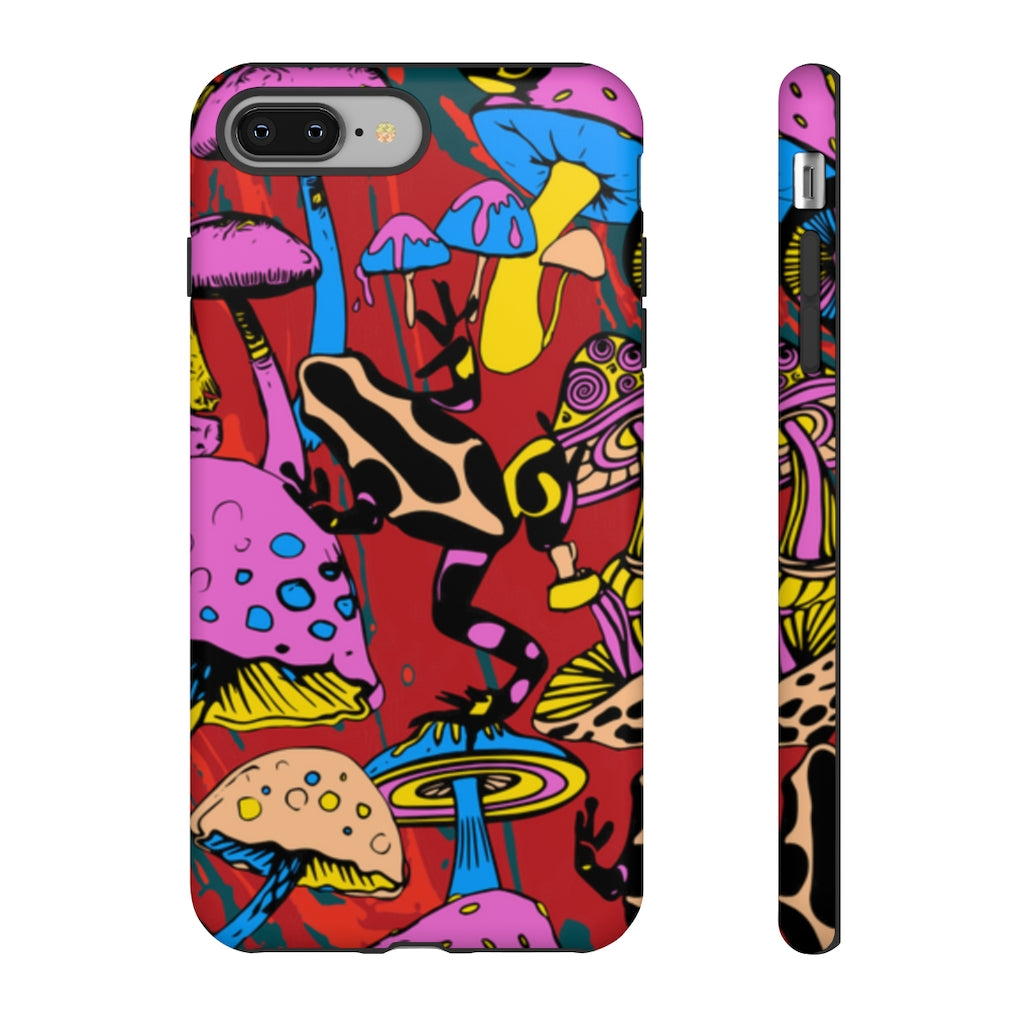 Magic Mushrooms and Frogs Phone Case in Red