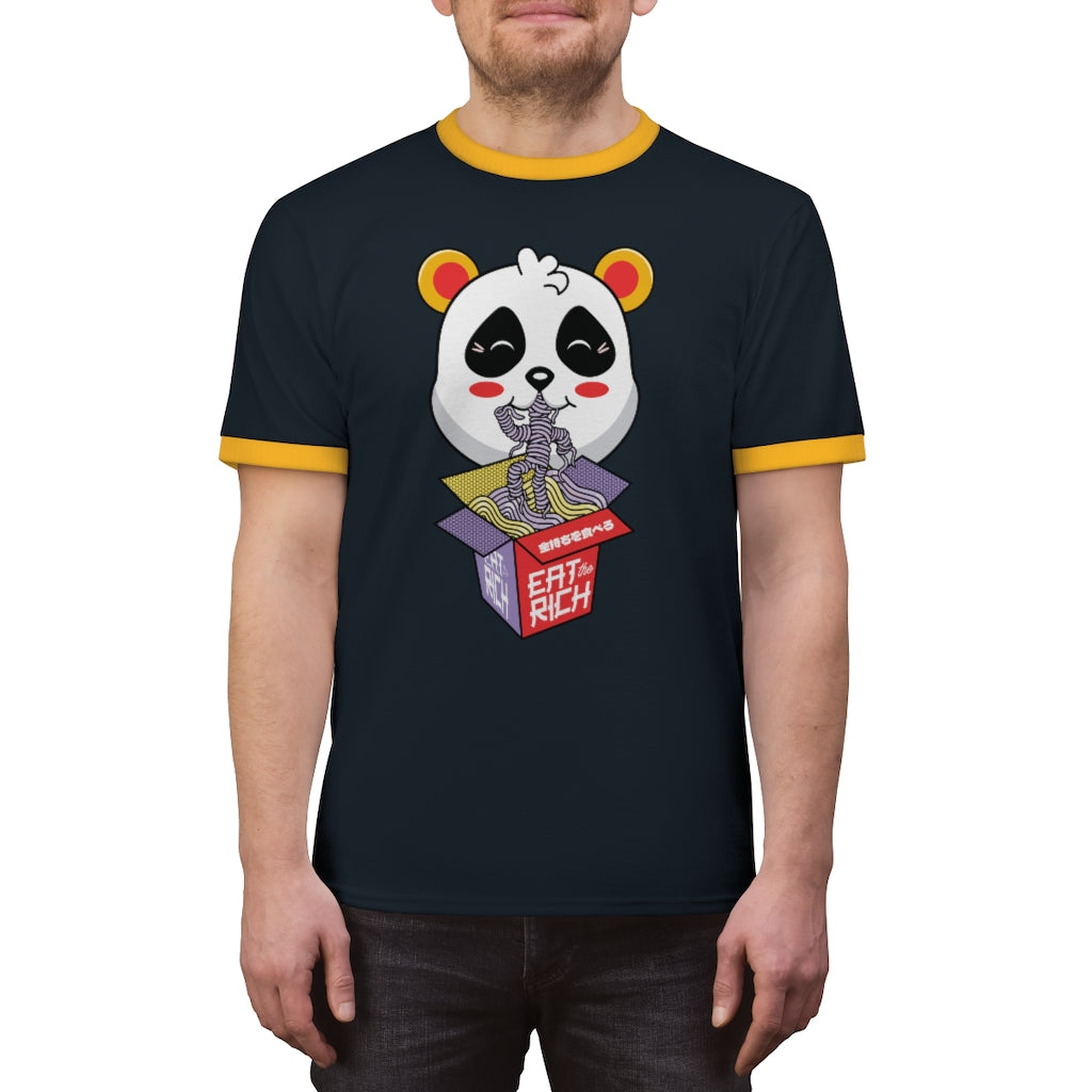 Eat the Rich Panda Unisex Ringer Tee, Anti-Capitalism Shirt