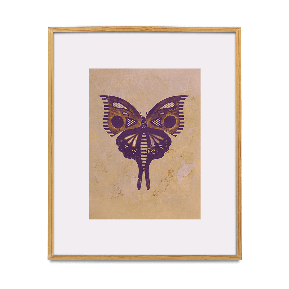 Vintage Style Butterfly Wall Art Print - Purple