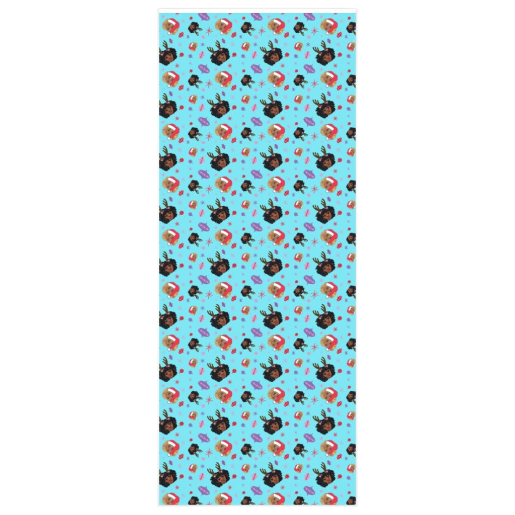 Blue Black Girl Magic Christmas Wrapping Paper