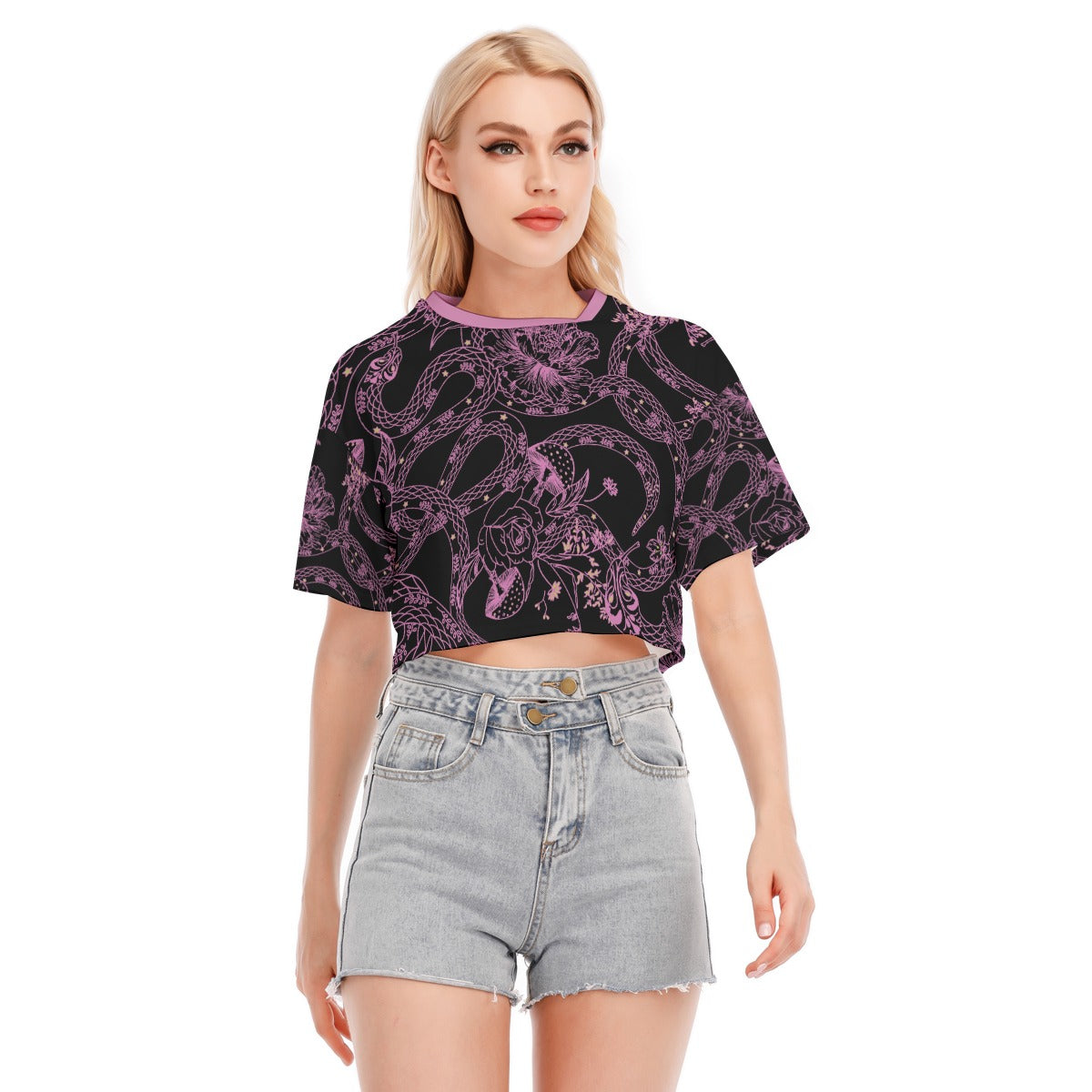 Vipers'N'Roses Cropped T-Shirt in Pink
