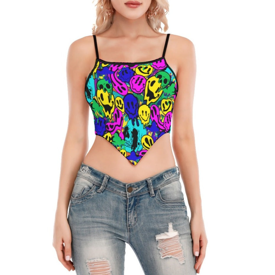 Neon Melted Smiley Scarf Crop Top