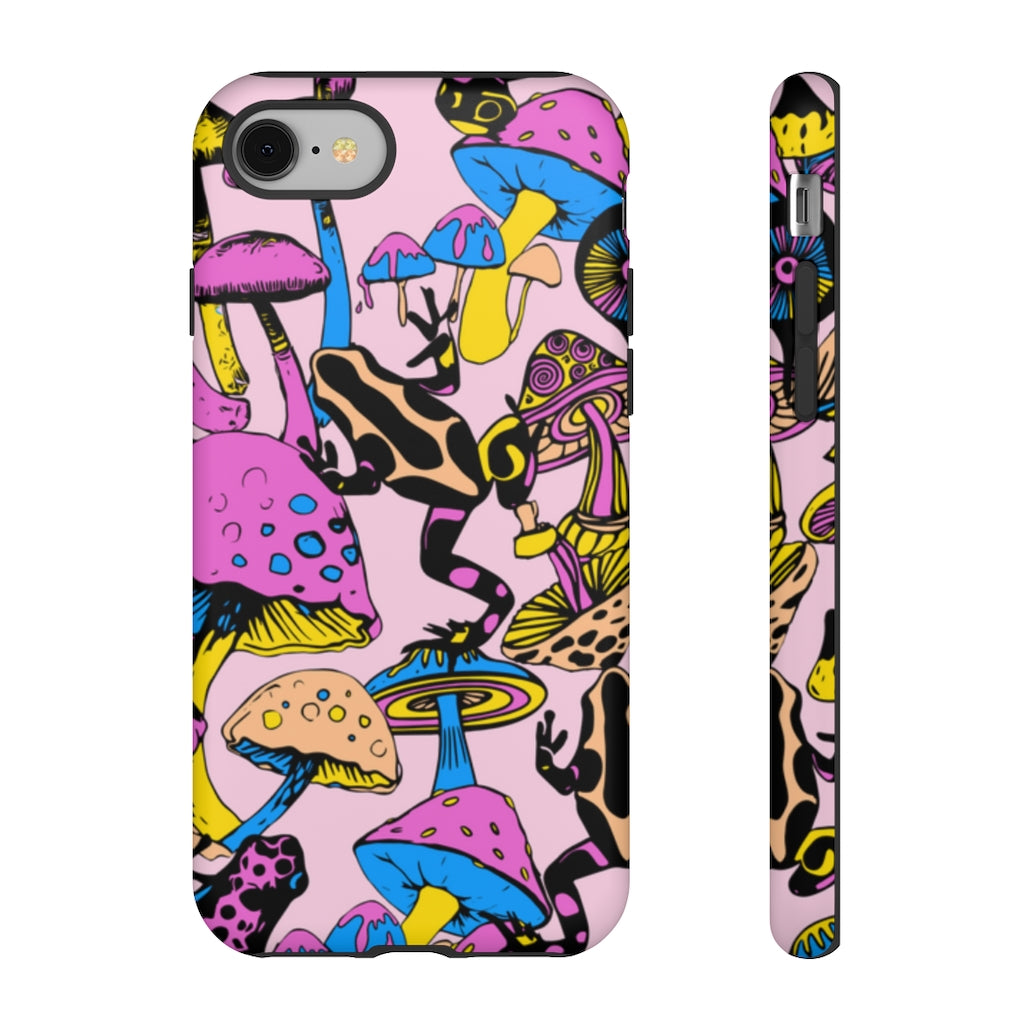 Magic Mushrooms and Frogs Phone Case in Pastel
