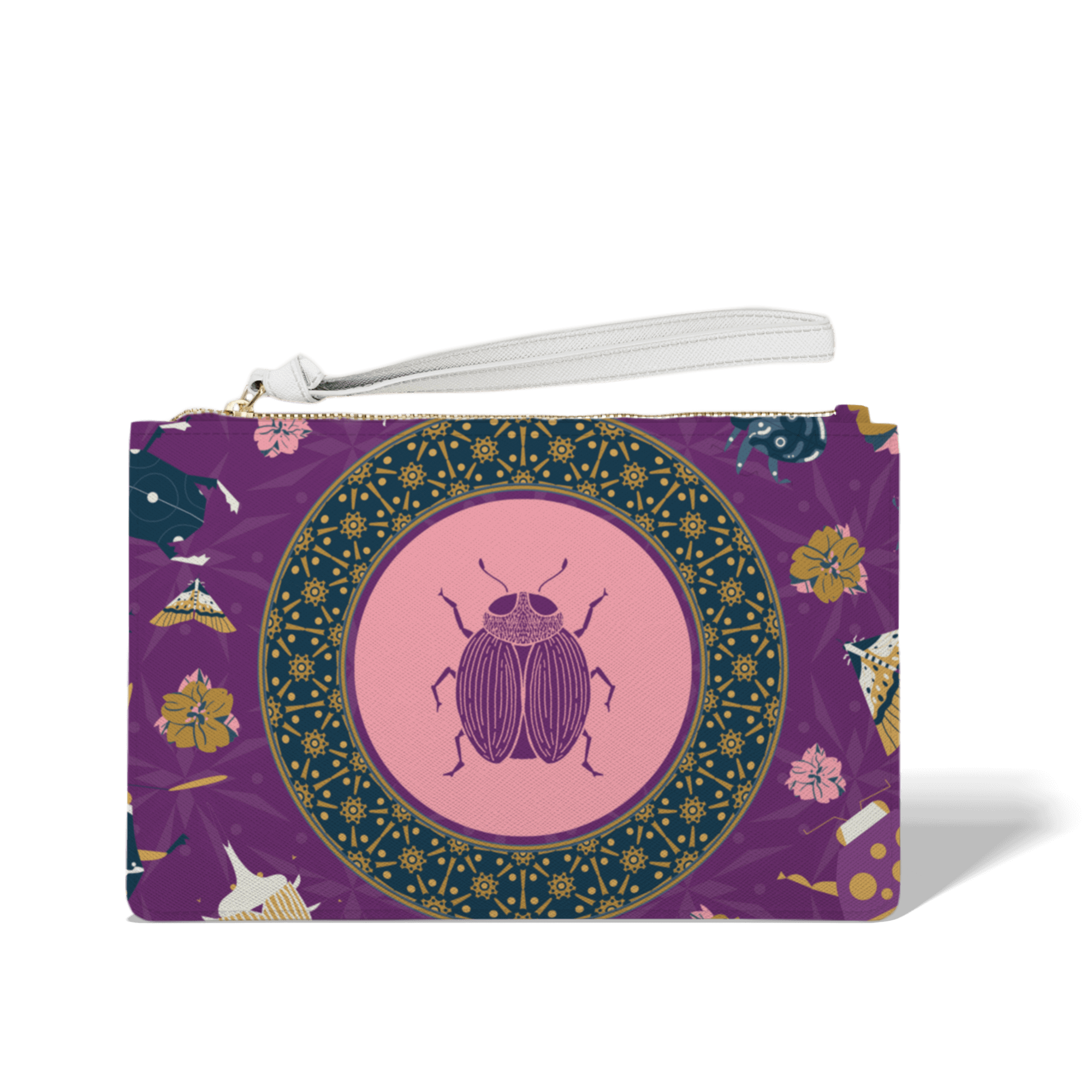Purple Insect Beetle Bug Clutch Bag
