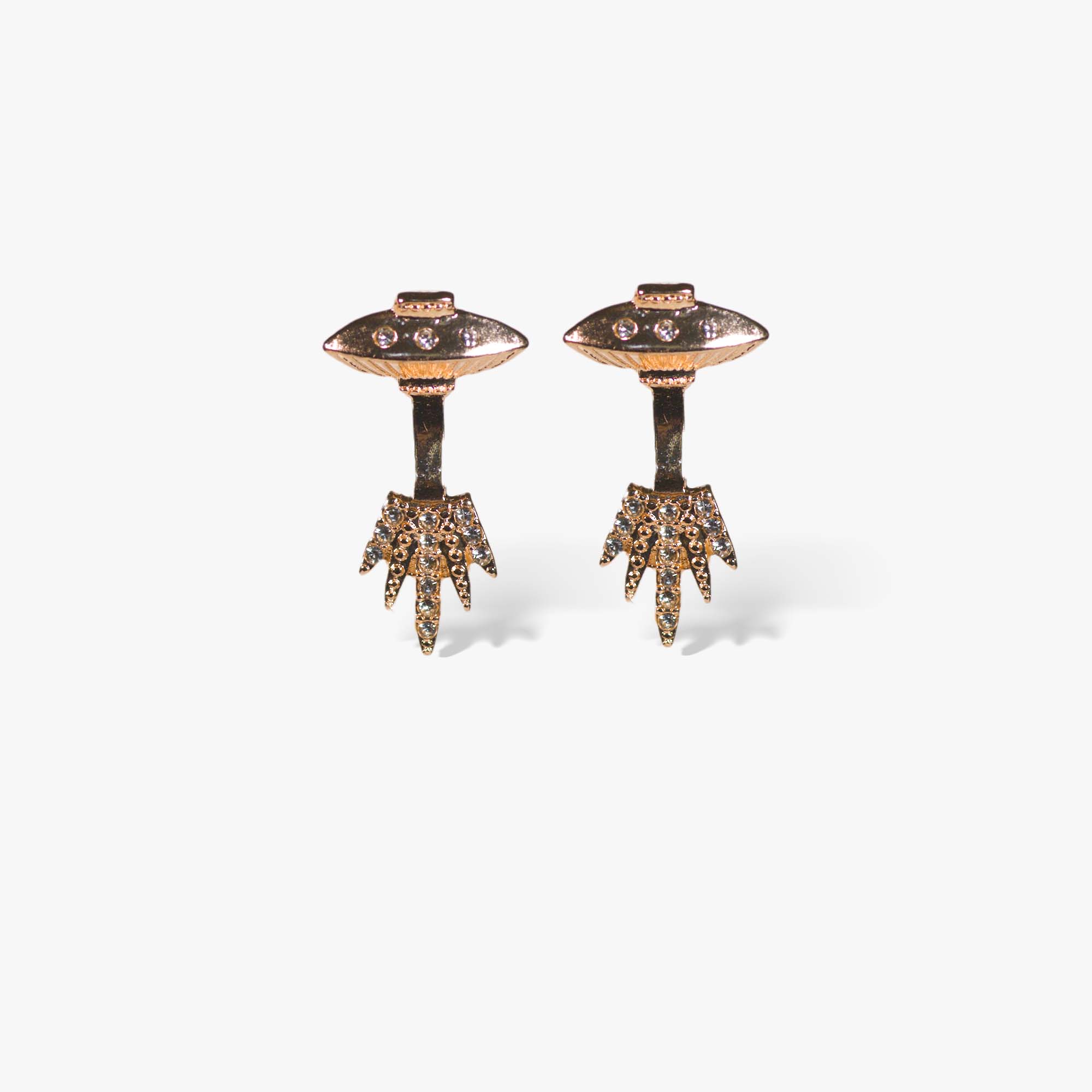 Gold UFO Spaceship Earrings