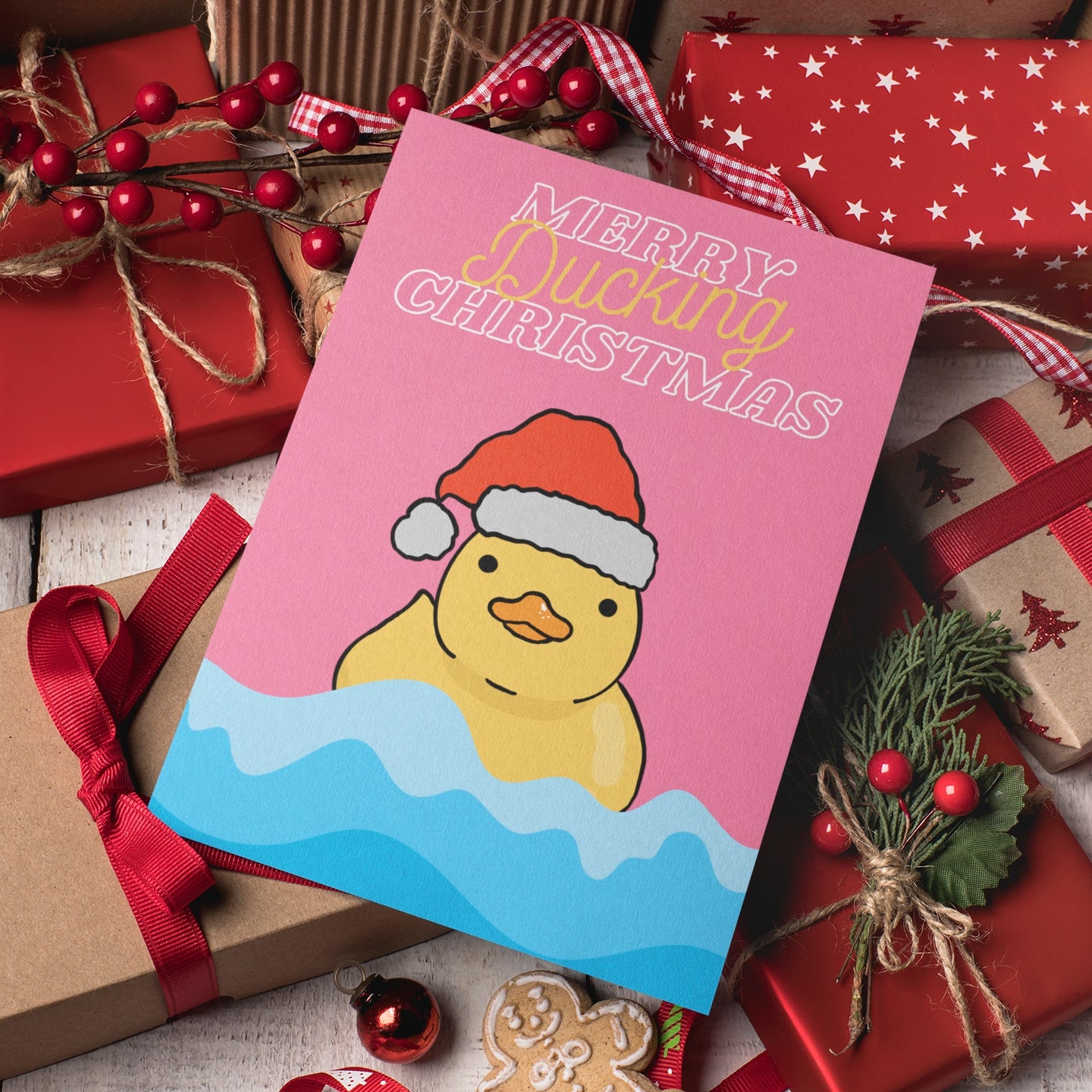 Merry Ducking Christmas Card