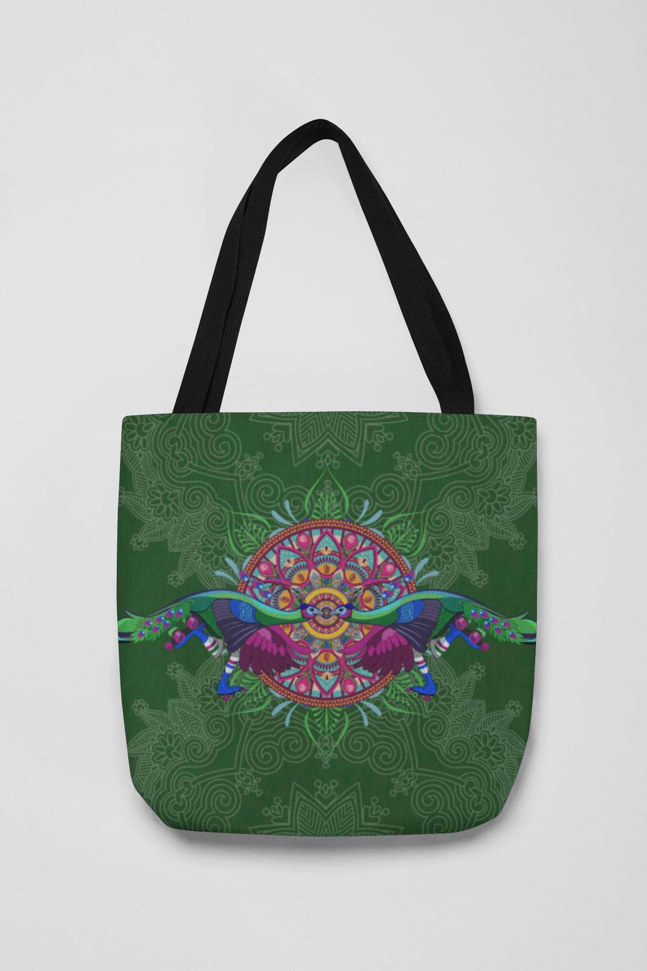 Roller Skating Peacock Canvas Tote